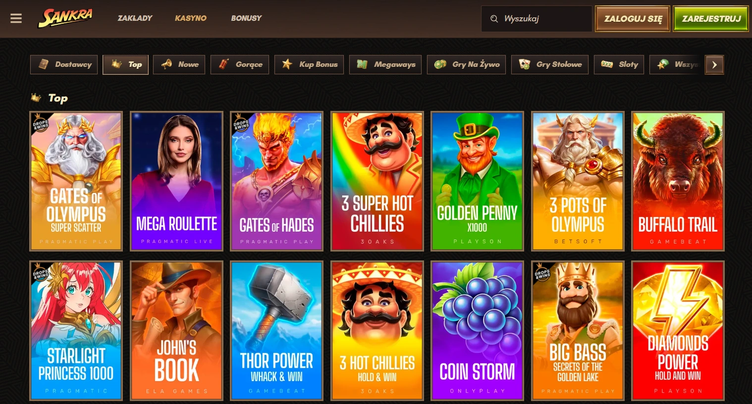 Gry w Sankra online casino: automaty, live i jackpoty — Sankra Casino